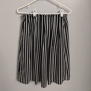 Striped Pleated Midi Skirt